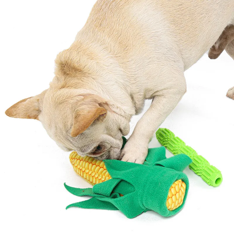 2 in 1 corn design fashion funny dog toys ,pet squeak snuffle training functional toys