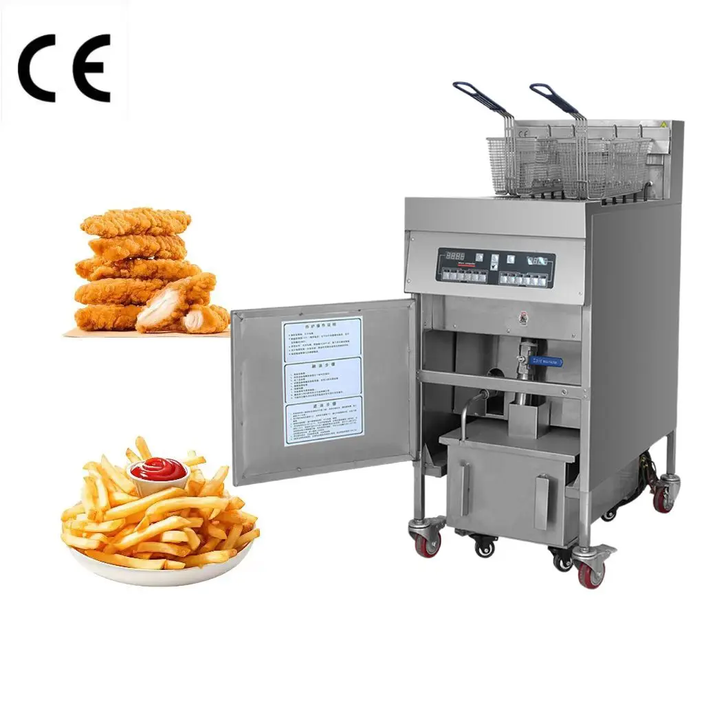 Commercial Electric Open Deep Fryers Fried Chicken French Potato Chips with Oil Filter