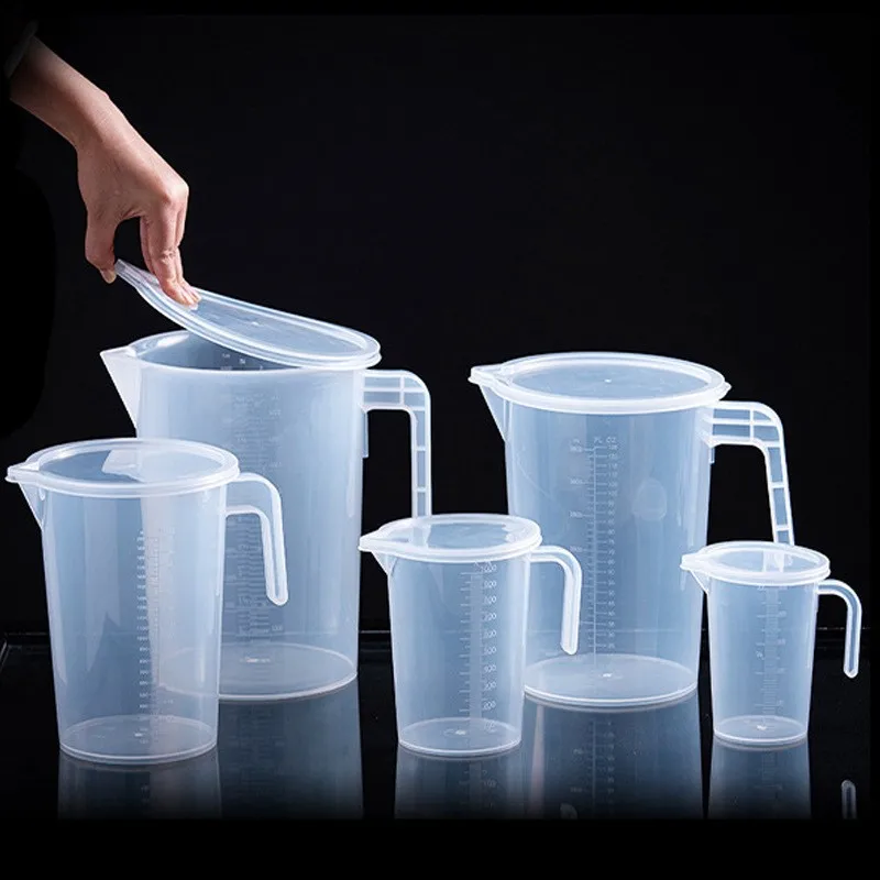 250ml 500ml 1000ml 2000ml 3000ml 5000ml Graduated Reusable Paint Mixing Measuring PP Plastic Cups Pyrex with Handle w Beaker