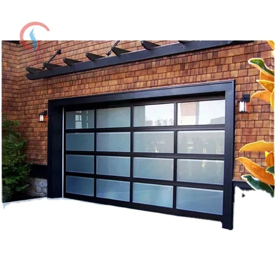12 X 8 Full View Modern Garage Door With Matte Black Finish With Frost