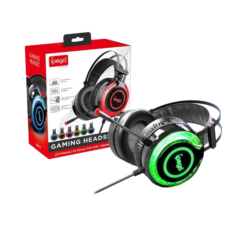 ipega Gaming Headset for PS5/PS4/Xbox/PC Switch Headset with Noise Canceling Over Ear Headphones with Microphone & RGB LED Light