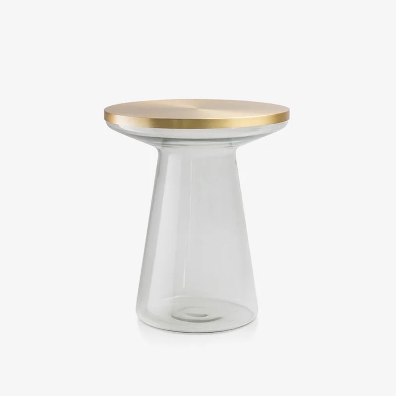 Figure side table designer colored glass round table Brass side table