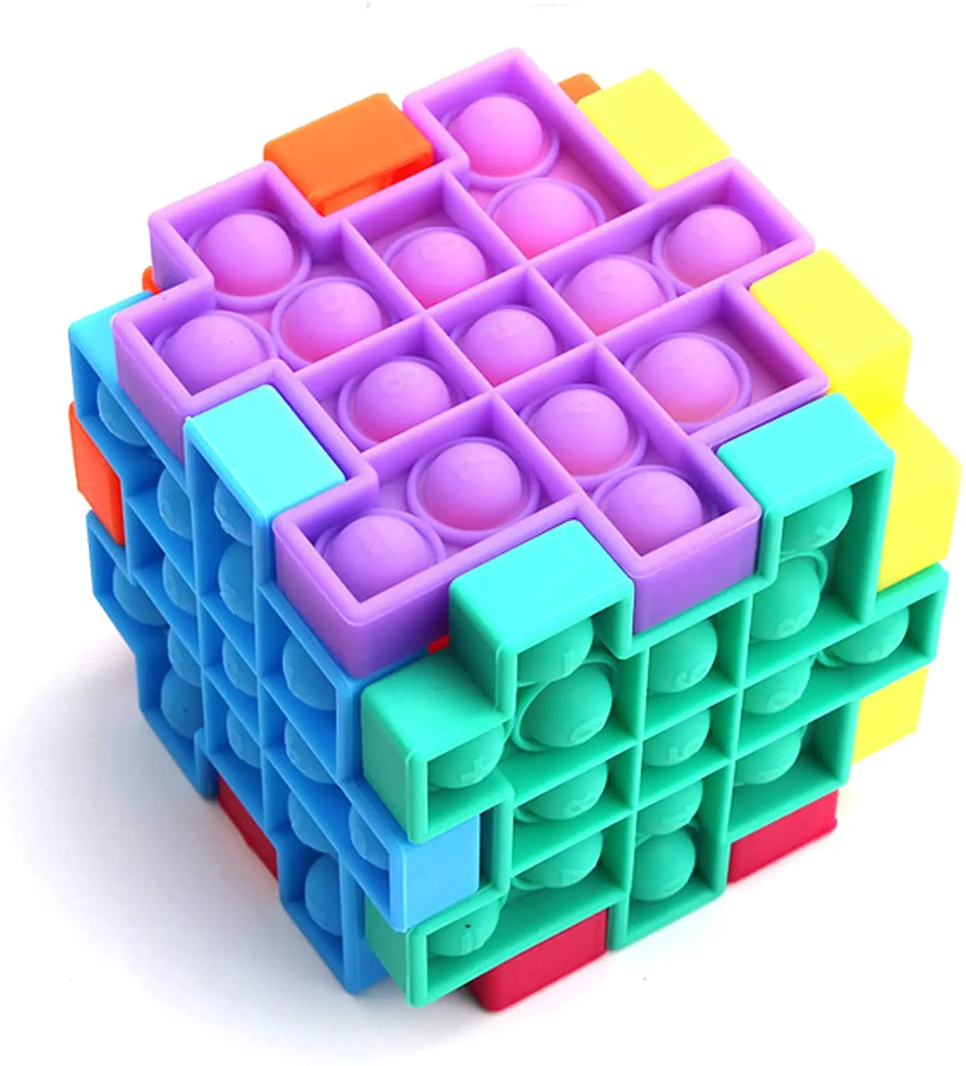 
hot sale Six pack Silicone puzzle Push Bubble pop its cube Fidget Toy 