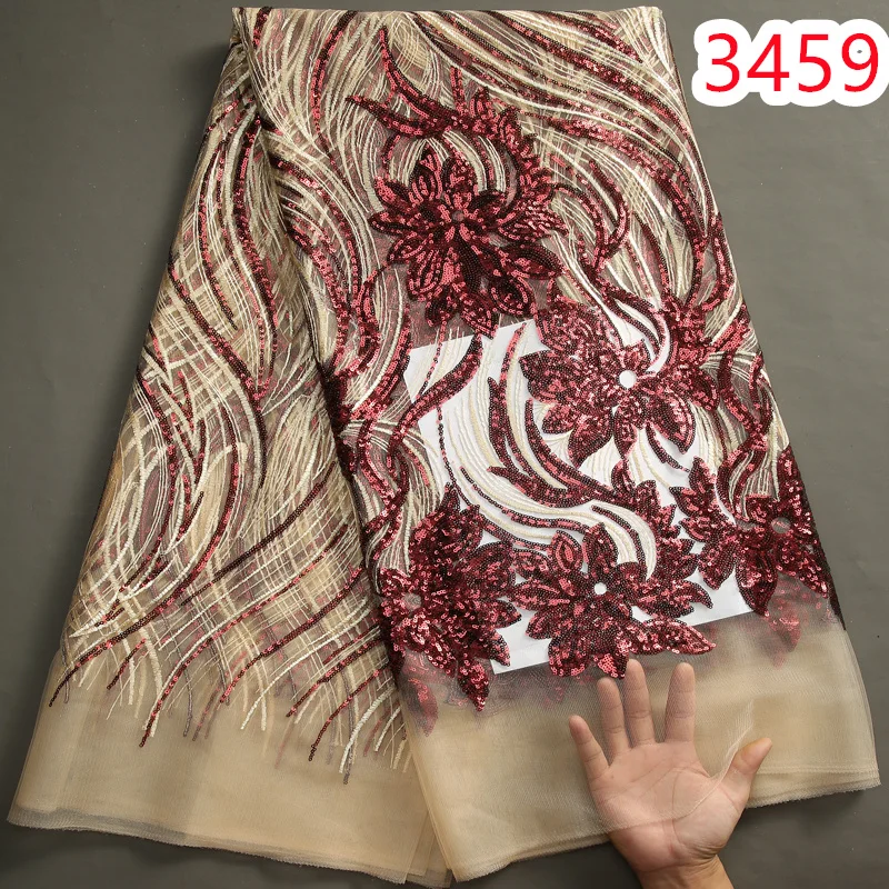 African Mesh Tulle Lace Fabric 2023 High Quality Luxurious Wedding Party Dress for Women French Sequined Net Lace Fabric 3459