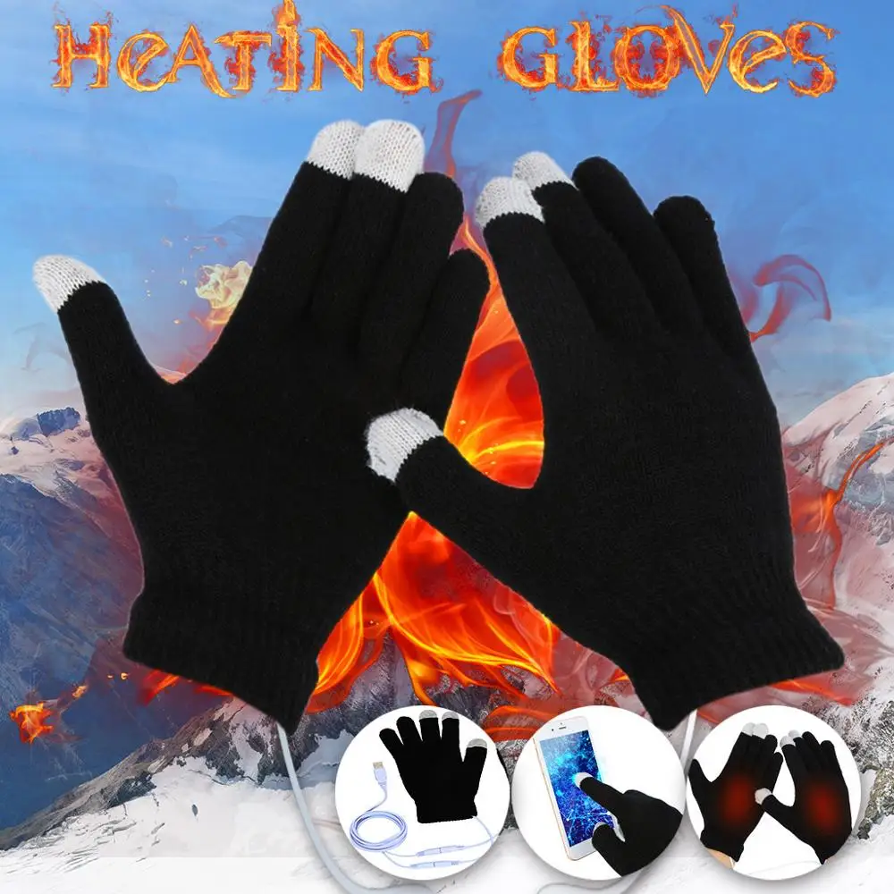 Cotton Cashmere Winter Skiing Knit Ladies Heated Women Hand Warmer Touch Screen Glove Knitted Fingerless Gloves Flip