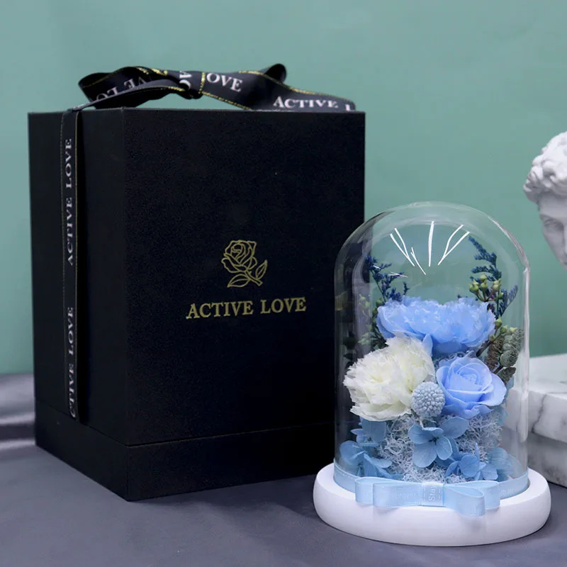 wholesale eternal flower carnation glass dome for celebration party photo