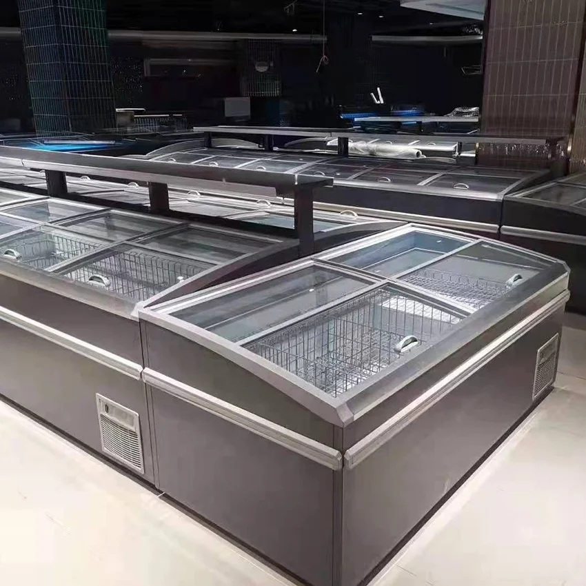 auto defrost supermarket freezer showcase fridge for frozen food island commercial display freezer
