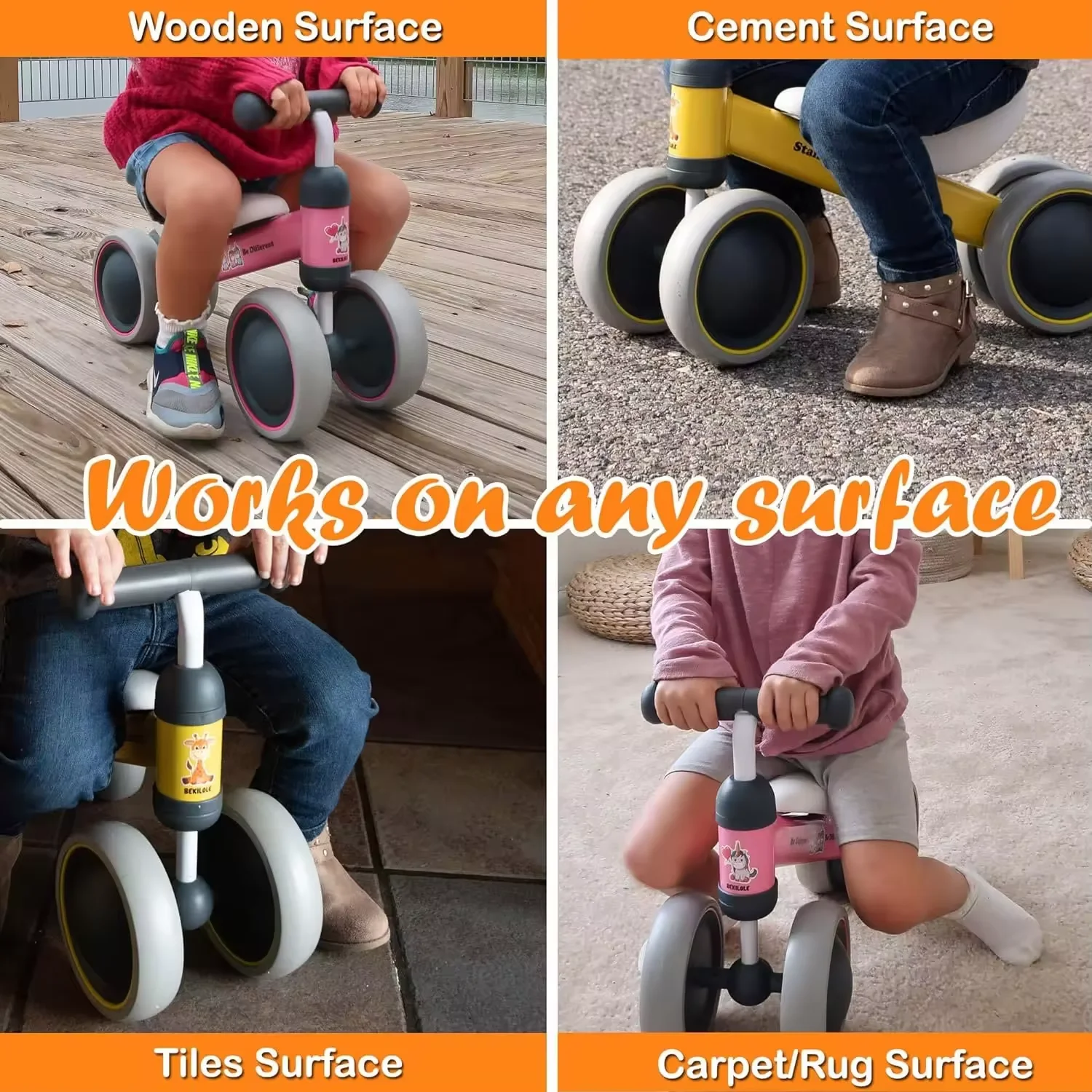 0-12Months Infant Baby Toys Gift Walker Kids Balance Bike Bicycle 4 PP Wheels Children Toddler Car Push Running Bike