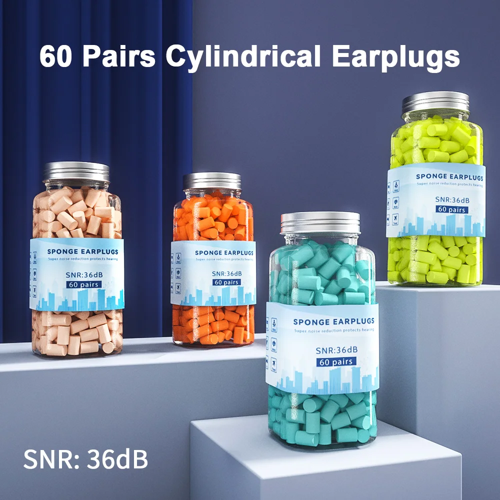 pvc foam earplugs Slow Rebound Memory Foam Earplugs Cylindrical PU Foam Earplugs With CE Certificate For Sleeping