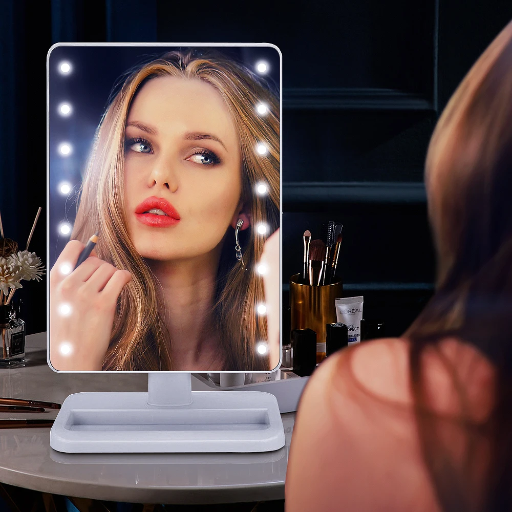  SINRI NEW Portable Lighted 180 Degree Rotation Battery Powered LED Vanity Makeup Mirror With 10X