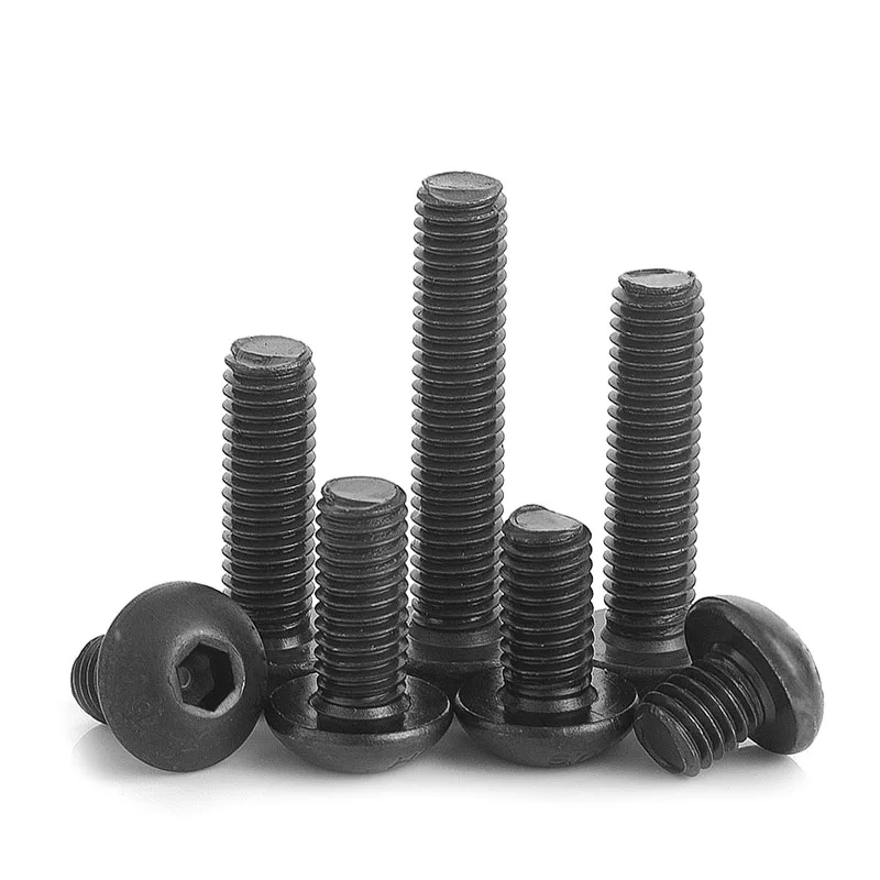ASME ANSI B 18.3 4 м #2-56*1/8 UNF класс 10 9 ISO 7380 черный оксид с круглой головкой шестигранной
