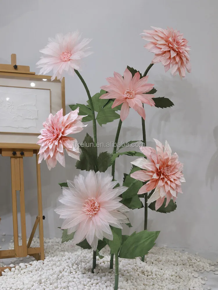 A-GF03 Giant Standing Silk Organza Flowers Big High Quality Rose Peony Poppy Flower Backdrop For Wedding Event Party Decoration