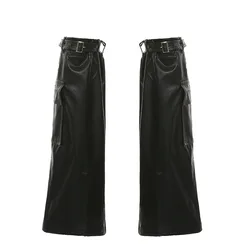 Wholesale Fashion Street Wear Metal Buckle Straight Tube Slimming Leg Cover Personalized Pu Leather Leg Warmers For Women