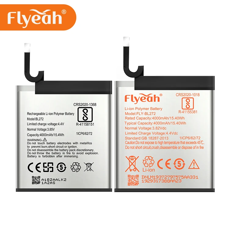 Smartphone Li-ion replacement zero cycle 4000mAh battery BL272 For Lenovo K6 POWER
