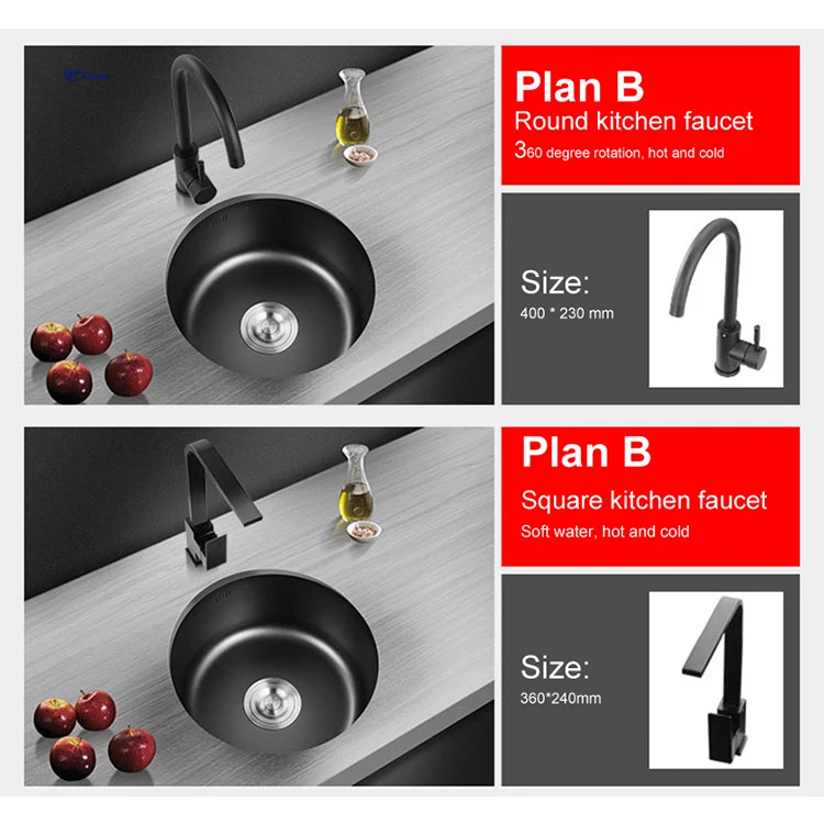 High-grade Round Kitchen Sink With Mixer Tap Hole Sink Single Bowl Round Stainless Steel Sink