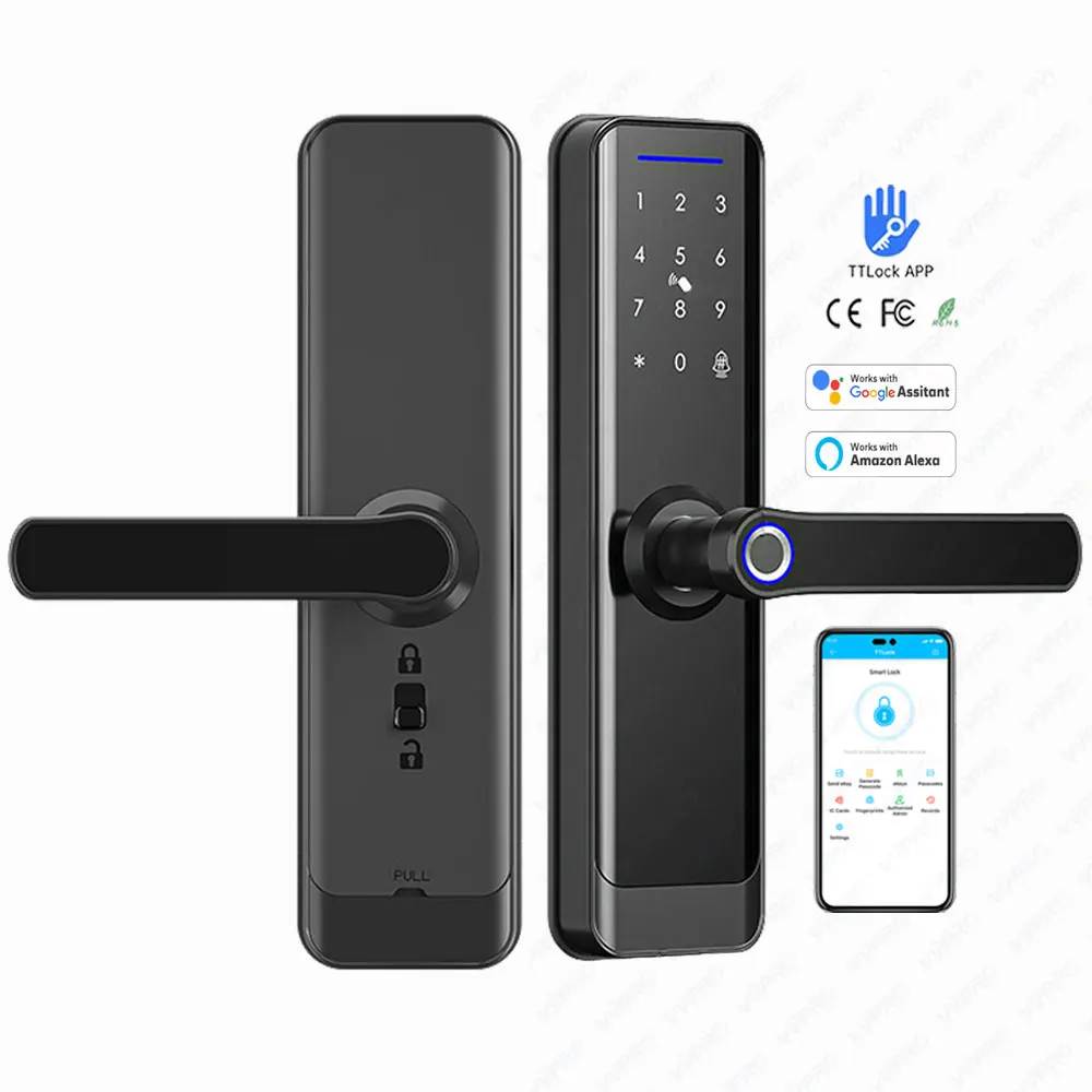 TTLOCK APP Wholesale Aluminum Alloy Safe Keyless APP Electronic Digital Fingerprint door lock for Airbnb Apartment A270