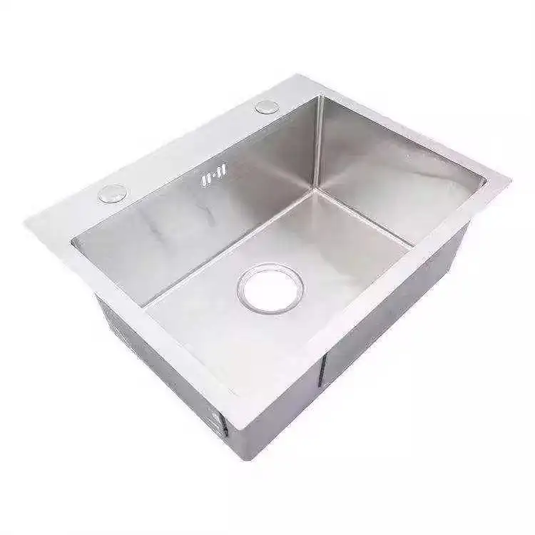 Luxury Modern Rectangular Hand Made Sink Kitchen Single Bowl Handmade Sink Undermount 304 Stainless Steel Kitchen Sink