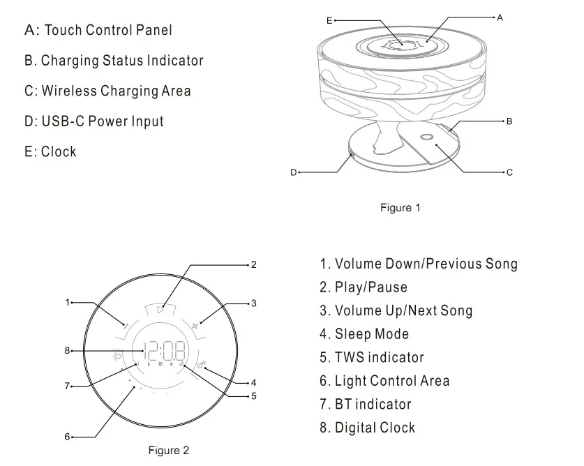 MESUN Modern CE ROHS New Round Tree Lamp LED Desk Lamp with Wireless Charger and Speaker