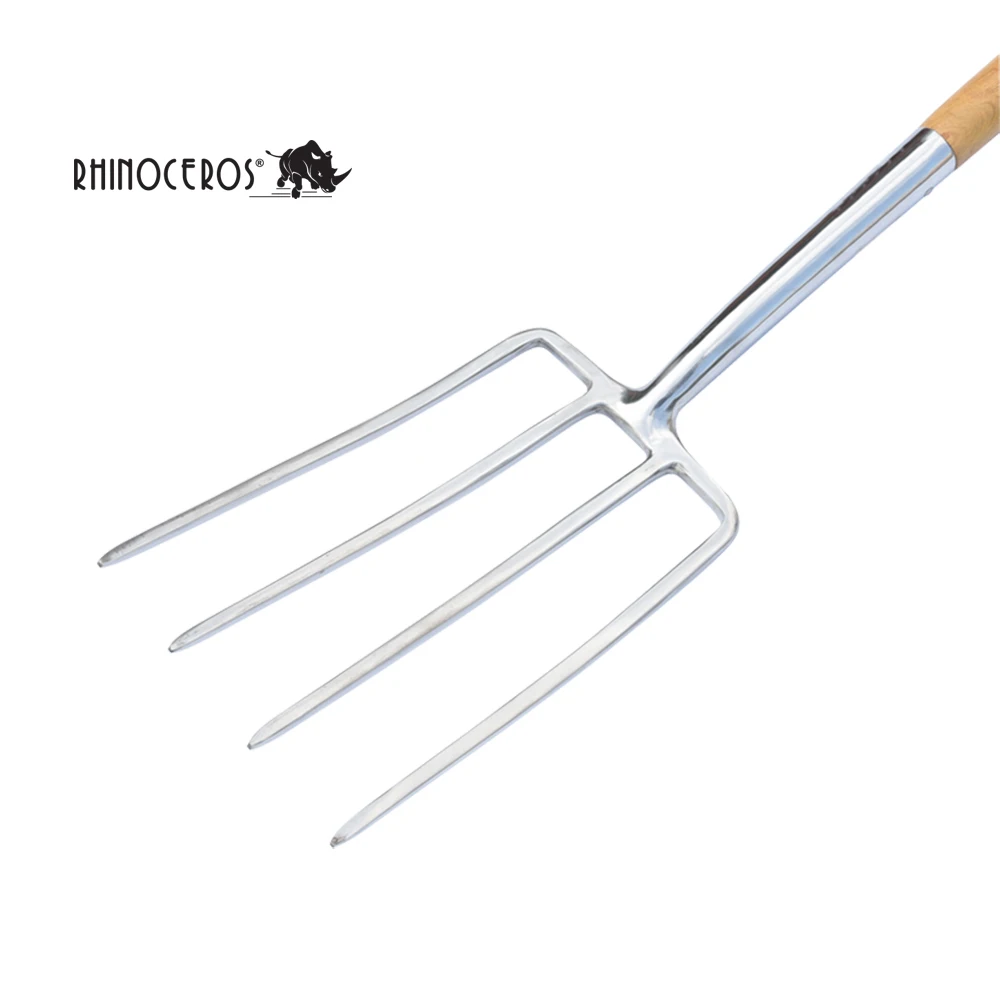 UK Style Traditional Digging Tools Stainless Steel Garden FSC Ash Wood Handle Shovel Fork