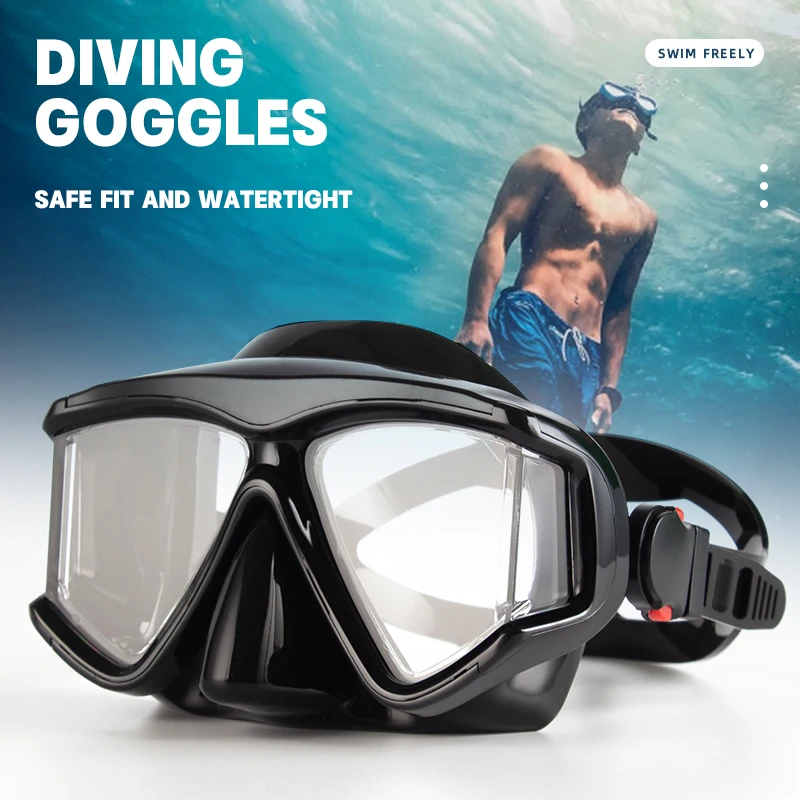 Transparent Silicone Skirt Strap Mask Tempered Glass Lens Goggles swim diving clothing accessories Snorkel Scuba Mask For Adults