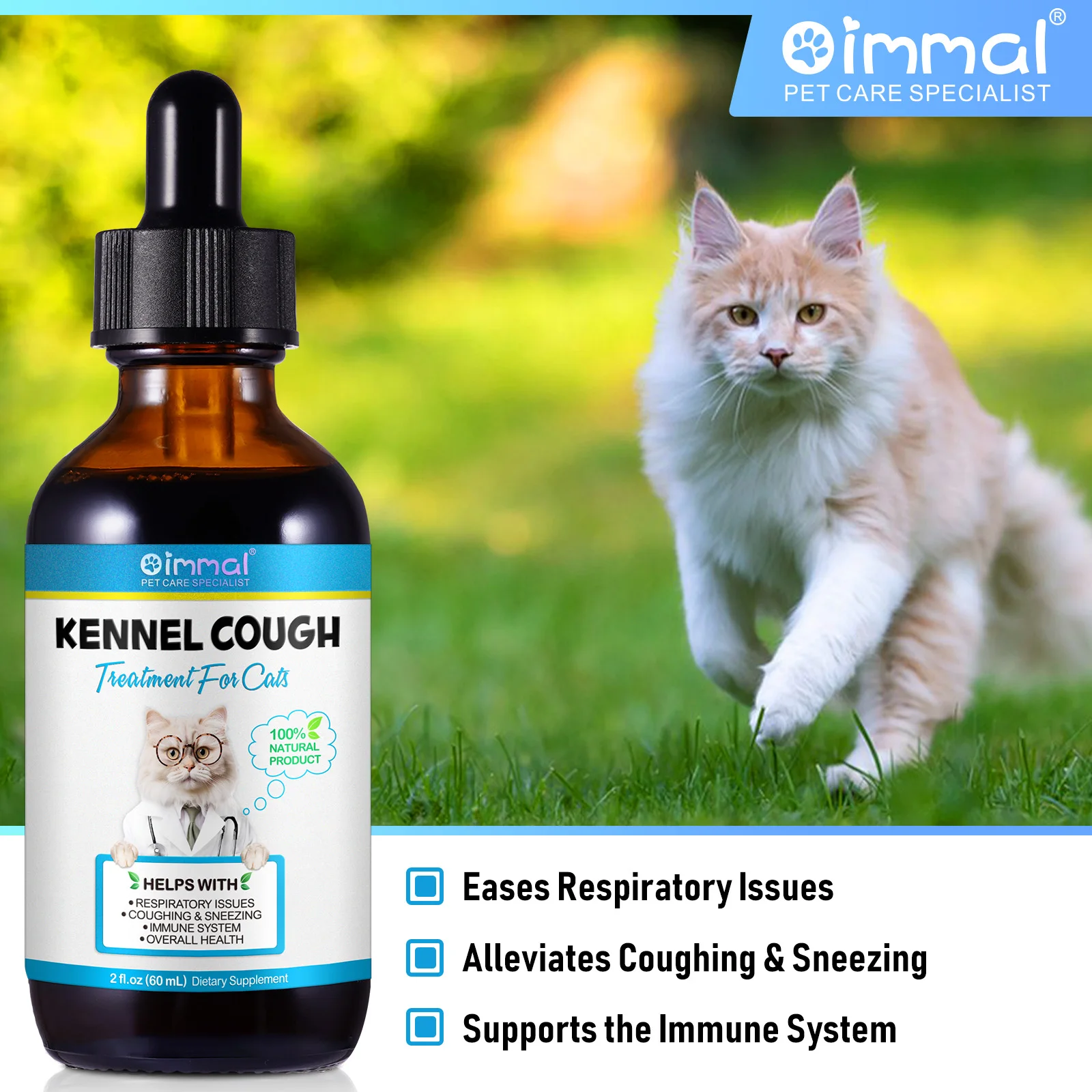 Wholesale Natural Organic OverAll Health Cats Supplements Pet Treatment Liquid Kennel Cough Drops for Cats