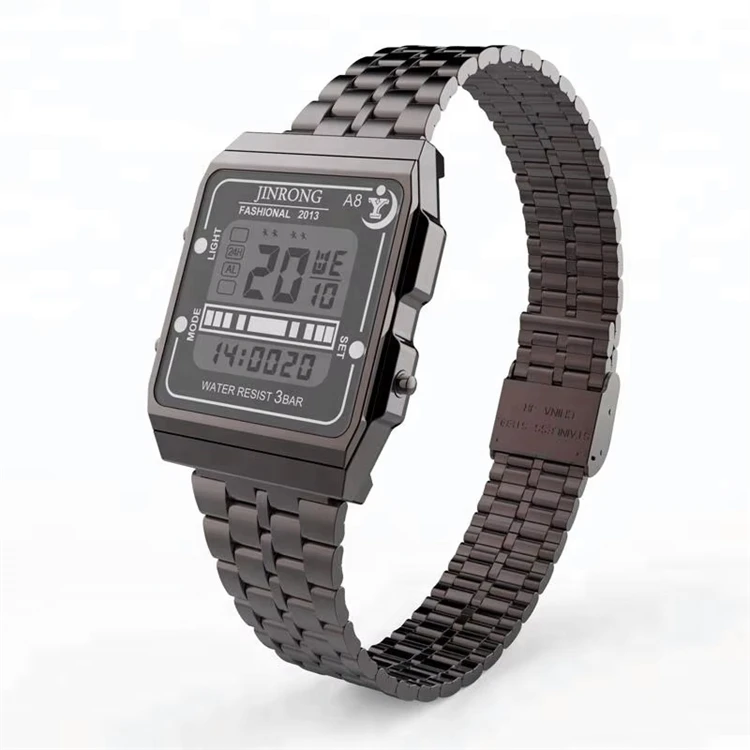 Low MOQ Hot sale LED Backlight Electronic watch Quality assure Chronograph LED Waterproof Sports Watch