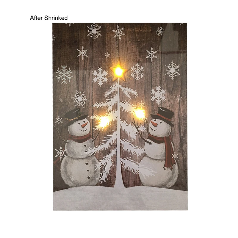 Wholesale Europe wall hanging painting famous Christmas Snowman wall painting with LED 12x16Inch