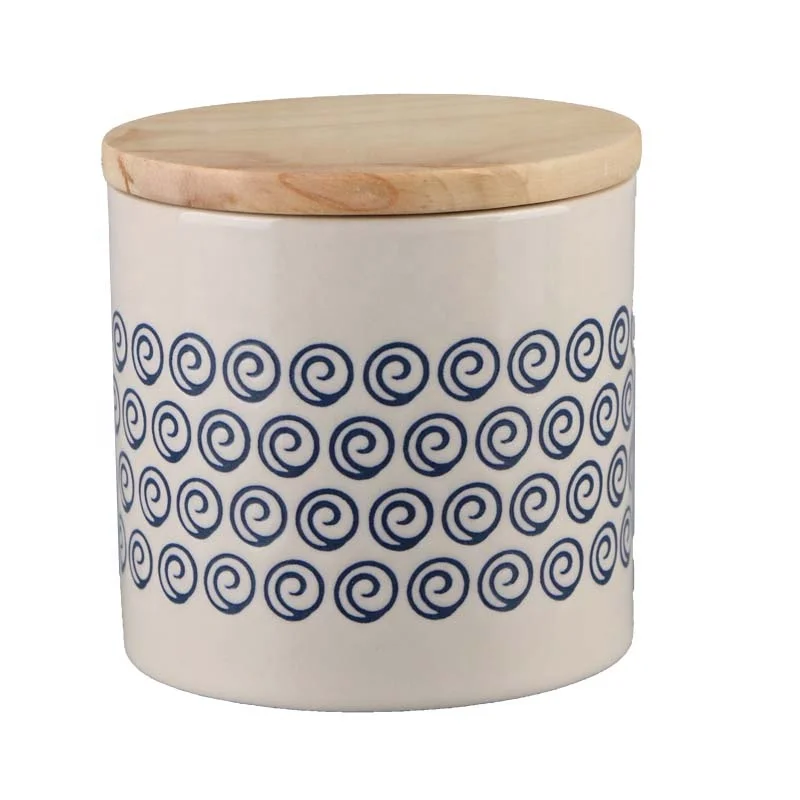 Лидер продаж, недорогой контейнер для кофе, зерен, конфет, сахара, чайная банка, керамическая банка для хранения еды с деревянной резной крышкой E034