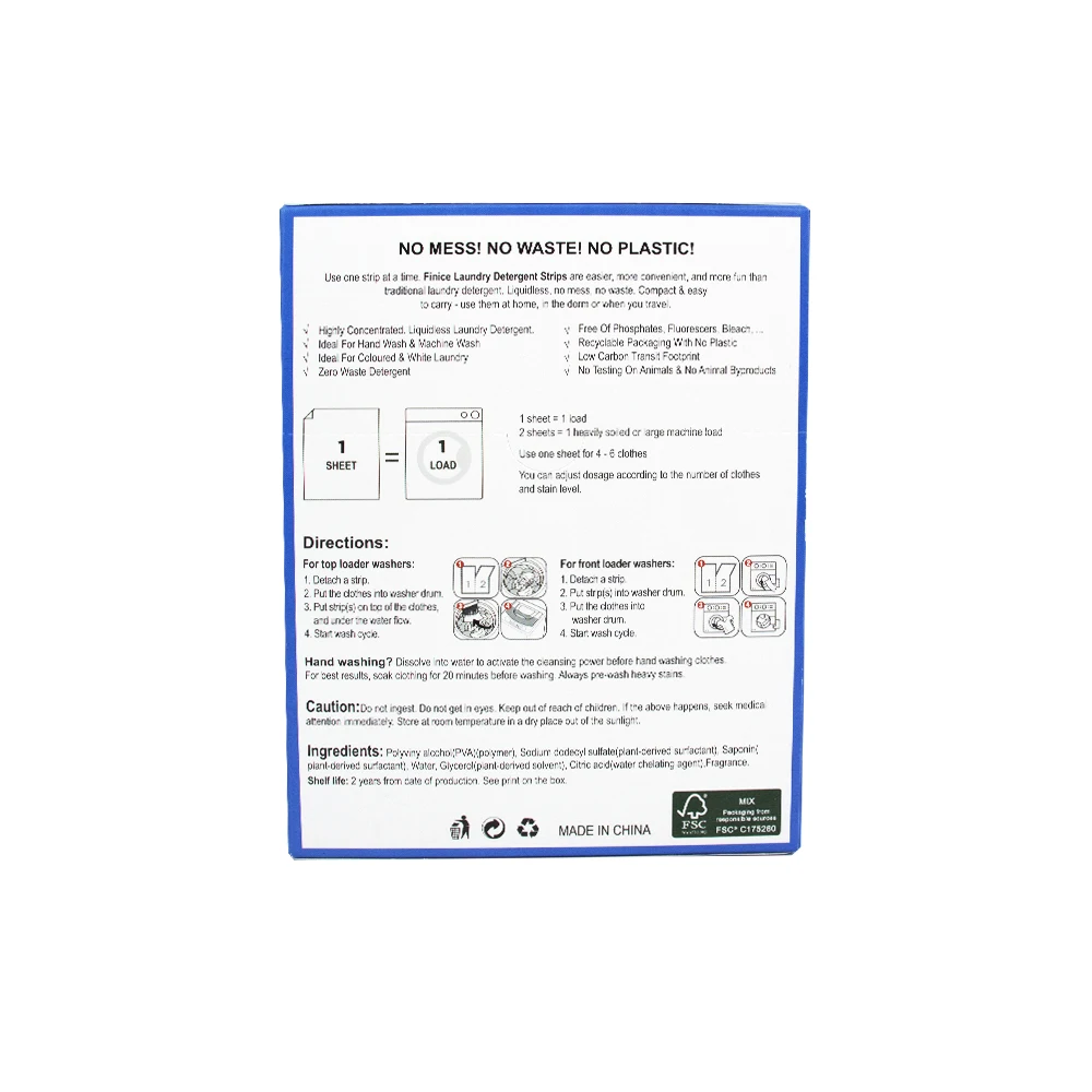 Eco-friendly lightweight laundry strips Mild Formula Clothes Cleaner Soap fresh scent Laundry Detergent Sheets