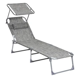 Outdoor Adjustable Foldable swimming pool sun lounger chairs with sunshade