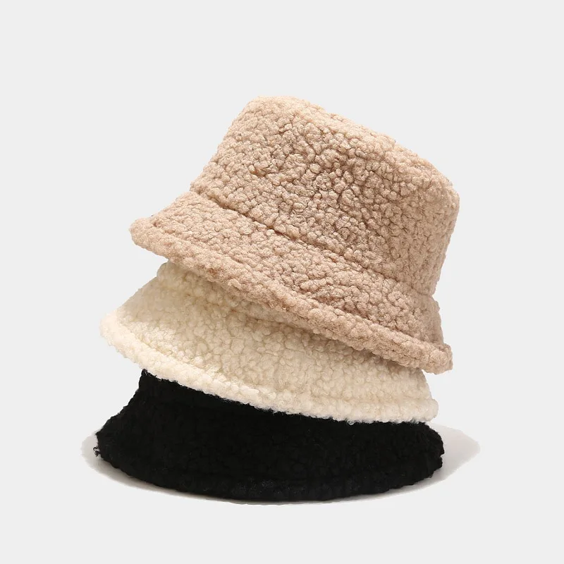 Japan Korea Style Blank Simple Wholesale Bucket Hat for Women Men Autumn Winter Fashion Warm Dress