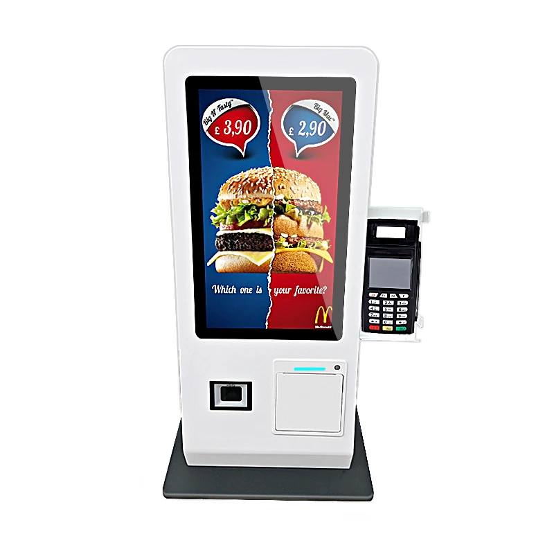 2 Touch screen back to back for self ordering  payment mcdonald kiosk bar code and QR code scanner support customization
