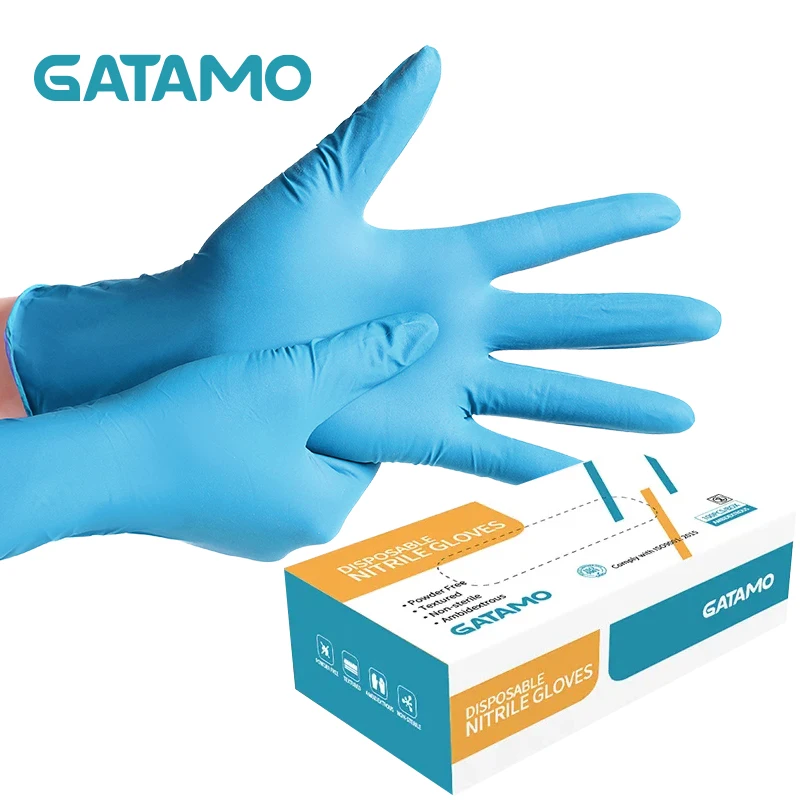 SN024 Pure nitrile disposable gloves examination gloves nitrile blue powder free  manufacture wholesale factory nitrile gloves