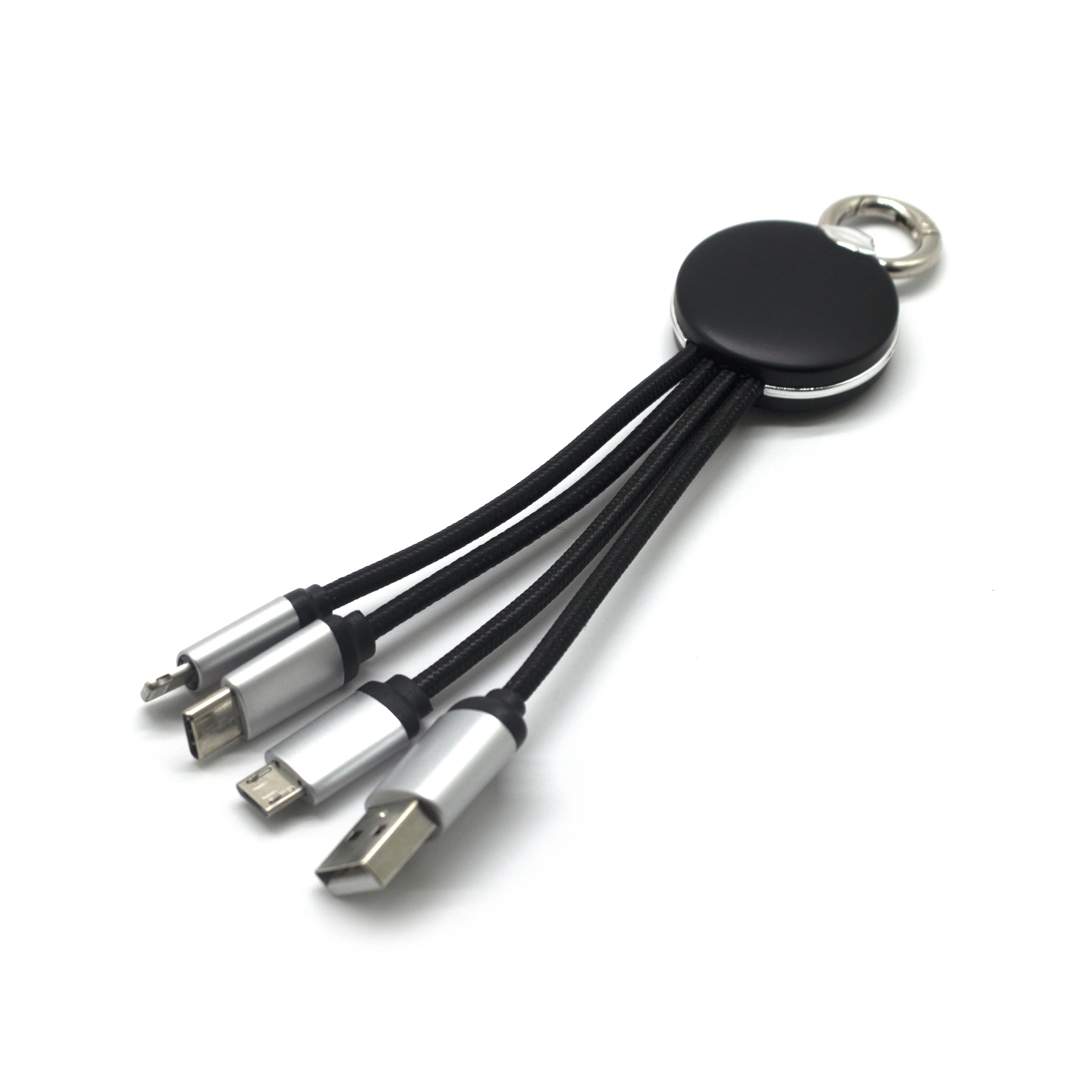 Promotional Gift Custom 2 In 1 Charging USB Cable Keychain Charger Cord 3 in 1 Data Line Multi USB Cable Key Chain