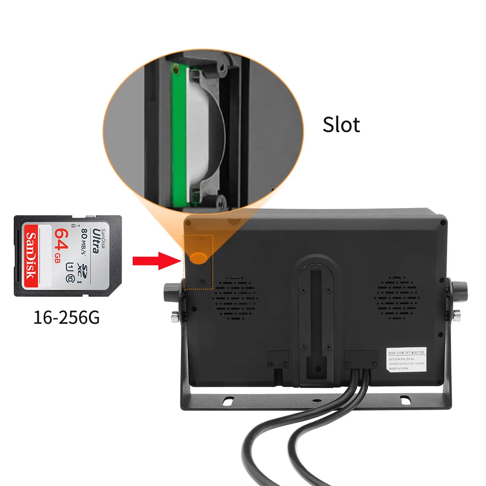 7 Inch Car Truck Bus Split Screen 4 Channels Quad AHD 720P Car Security Rear View Monitor Built-in DVR Recording Car Lcd Monitor
