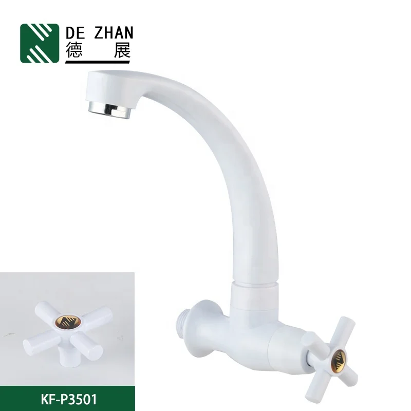 
Modern Single Handle Chrome Plastic Water Tap Single Cold Kitchen Sink Faucet 