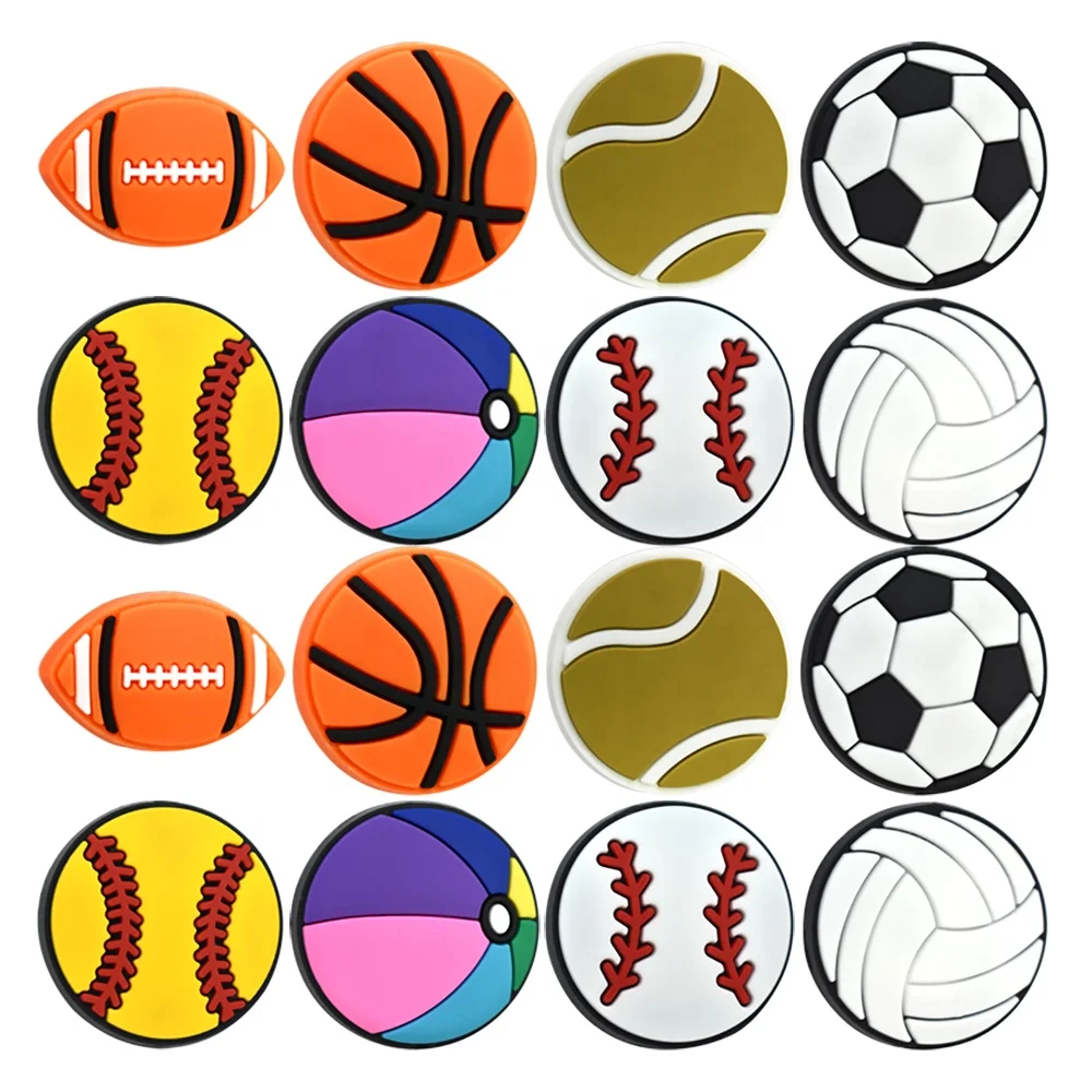 Multi Baseball Football Soccer Basketball Focal Beads Wholesale for pens ball pattern pvc Focal Beads for Keychain Diy