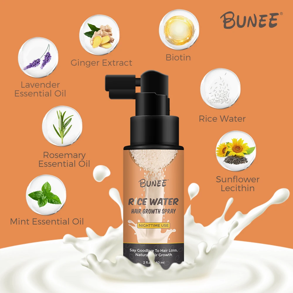 BUNEE Natural Anti-Hair Loss Leave in Fast Growth Organic Keratin Biotin Rosemary hair growth serum oil rice water