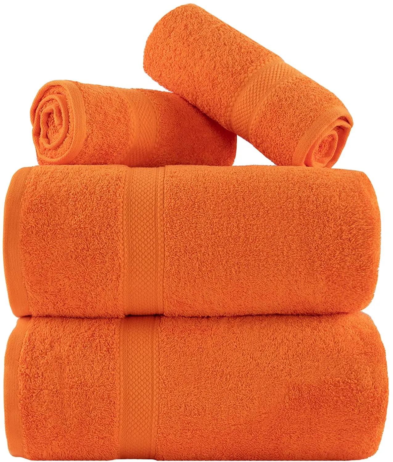 Premium quality 650gsm face towel hand towel Egyptian cotton custom bright orange plain terry bath towel