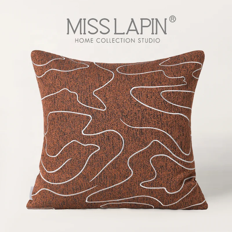 Oriental Brick Red Embroidered Throw Pillow Woollen Fabric Fashinal Decoration Luxury Cushion Covers