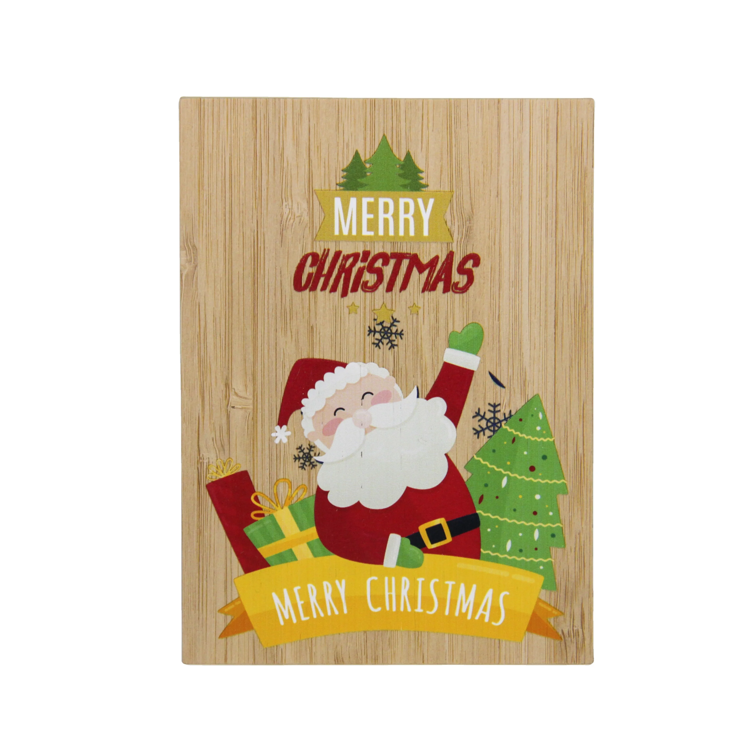 low MOQ wood bamboo Christmas card