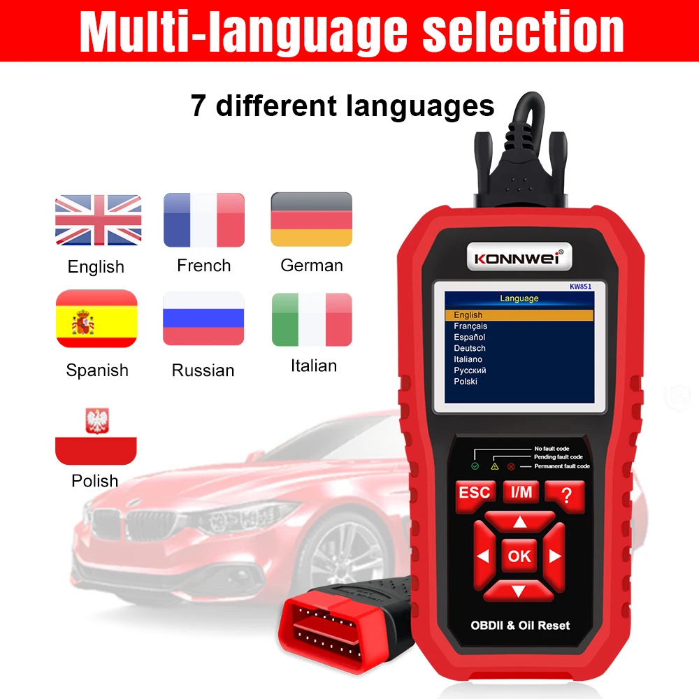 KONNWEI KW851 OBD2 Automotive Diagnostic Scanner Oil Service Light Reset Tool Multi-function Universal Car Diagnosis Instruments