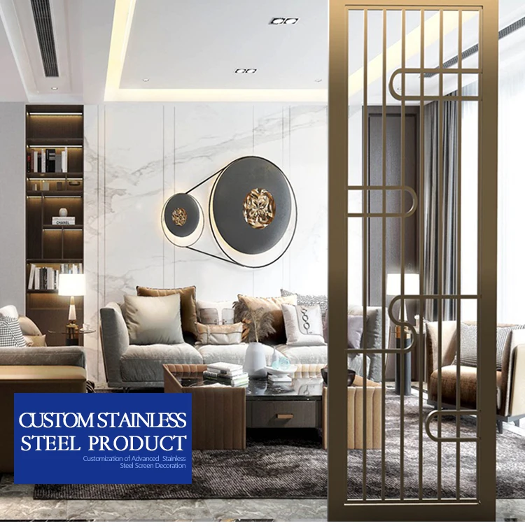 Indoor Hotel Restaurant SS Ceiling Mount Hanging Luxury Decorative Steel Pipe Partition Design