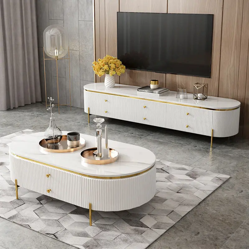 modern home furniture wooden center living room furniture stainless steel center table luxury coffee tables and TV stand