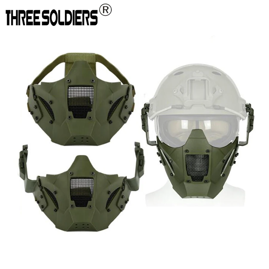 Iron Warrior Tactical Mask(Half Face) Solid Helmet Cover Accessories for Men Outdoor Paintball Airsoft Folding
