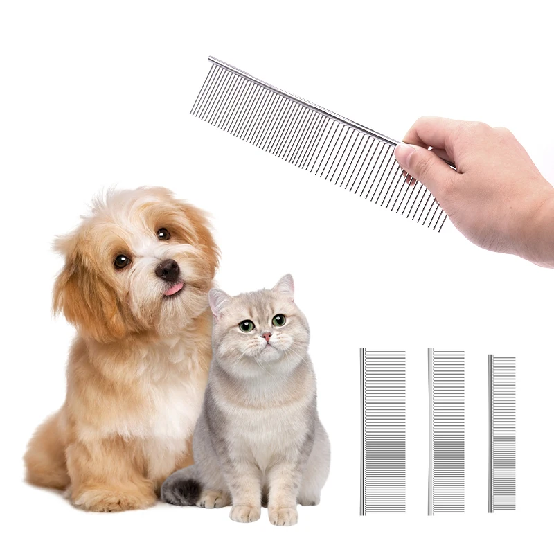 2 in 1 Professional  Pet Comb with Dense Teeth and Comb Teeth  Stainless Steel for Cats Dogs Hair Grooming