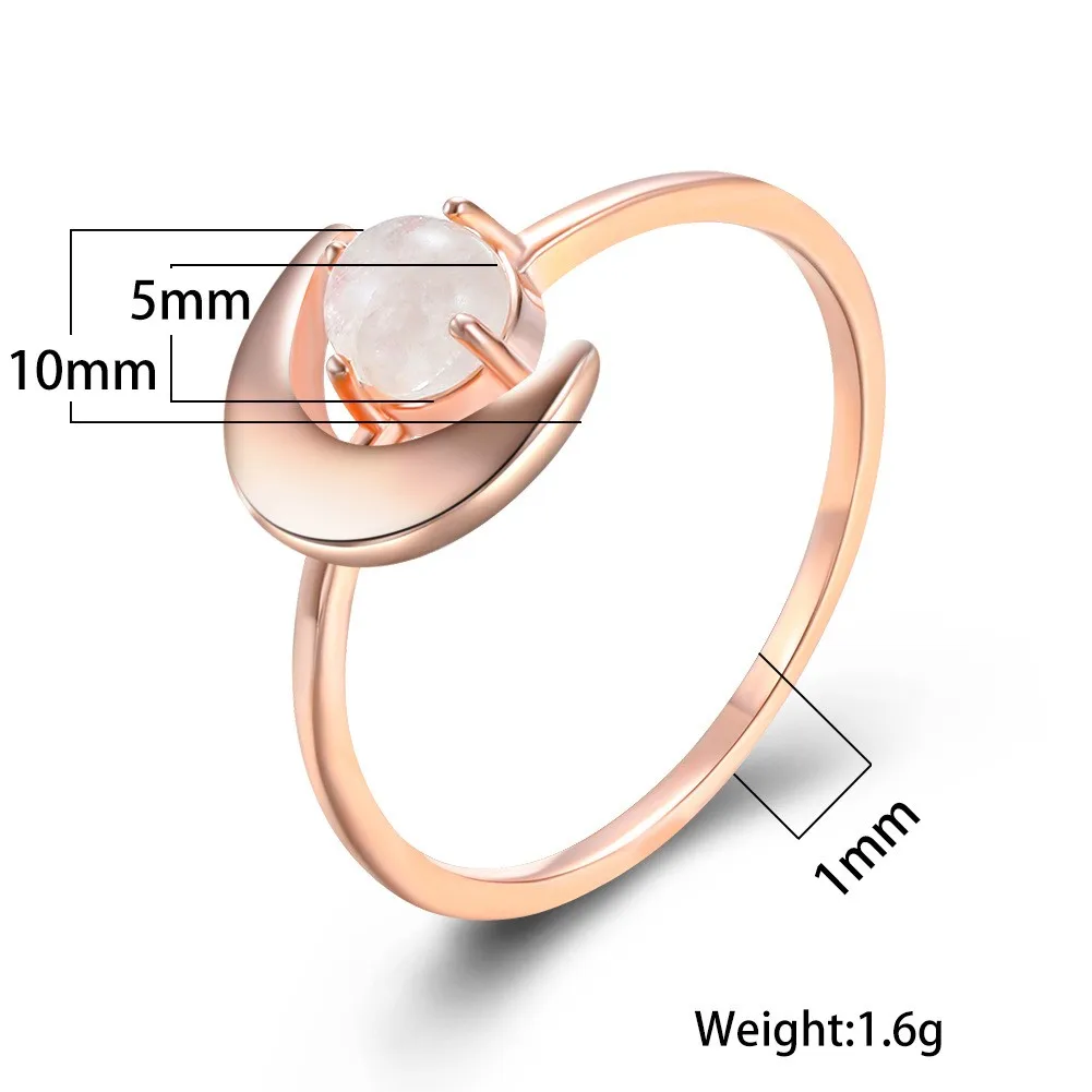 Adjustable S925 Sterling Silver Gemstone Moon Moonstone Ring For Women Jewelry