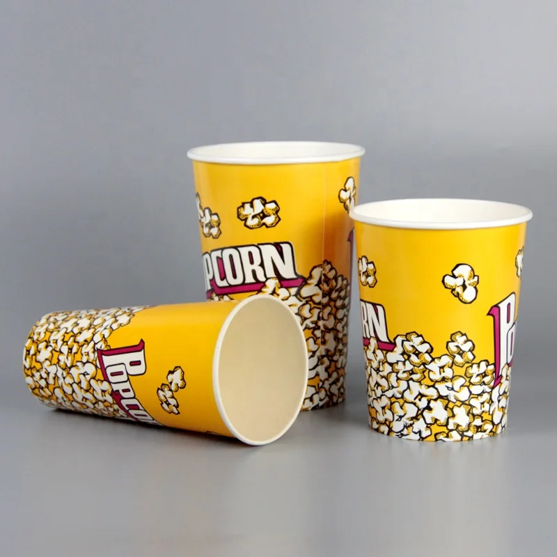 Wholesale High Quality Food Grade Paper Disposable Custom Logo Printed Paper Popcorn Bucket For Popcorn Packing