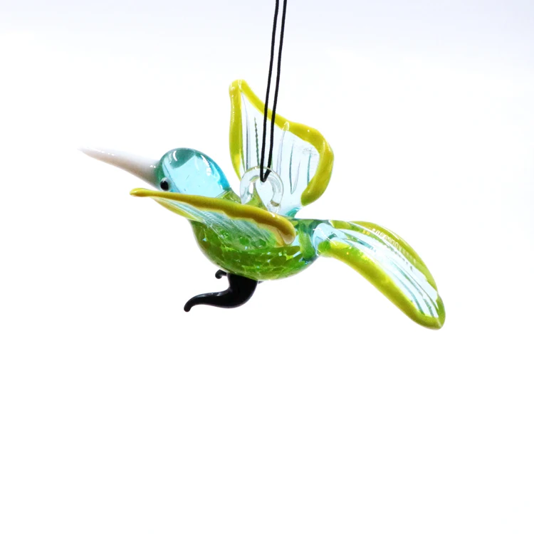Hanging Murano Glass Animal Handicraft Art Sculpture Hummingbird Figurine Ornaments