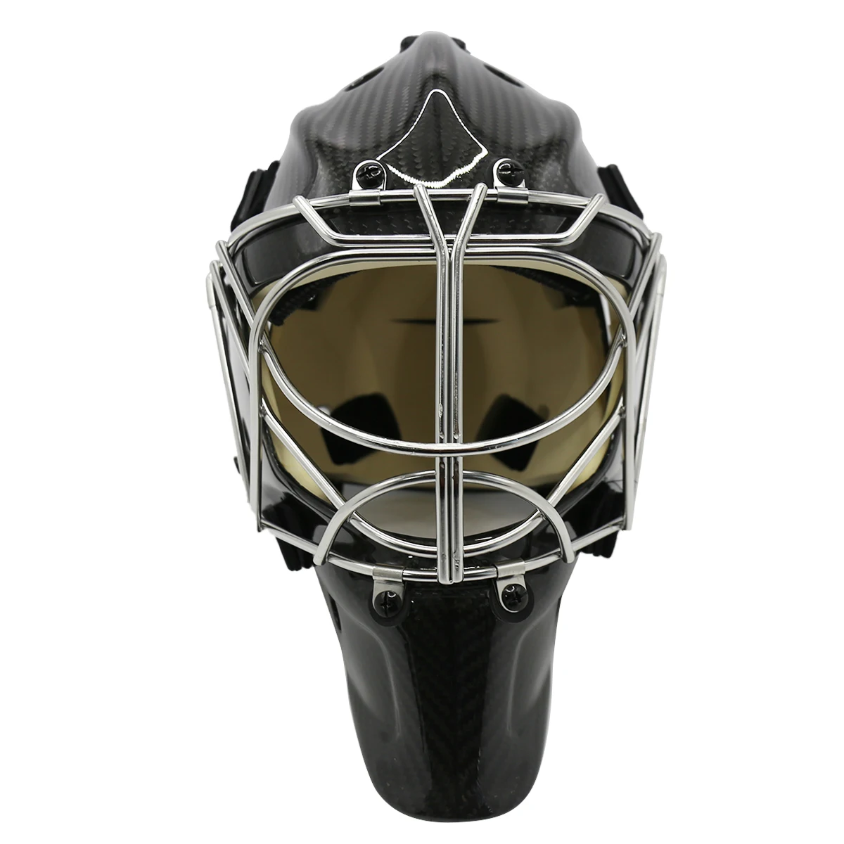 Carbon Fiber and Fiberglass Ice Hockey Goalie Helmet Hockey Goalkeeper Helmet with Cat-eye Grille